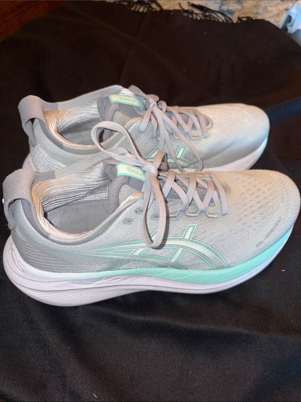 ASICS Gray and Mint Lightweight Women's gel-nimbus Sneakers